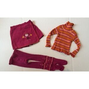Vintage Small Steps Girls 3-Pc Outfit Corduroy Skirt Top And Leggings Size 2T